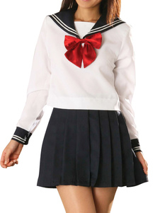Costume de cosplay bicolore de School Uniform avec nœud