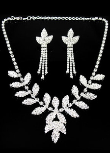 Ensemble de bijoux Bridal Wedding Rhinestone d'argent