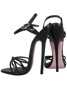 6 3/10'' High Heel Black Patent Sexy Sandals