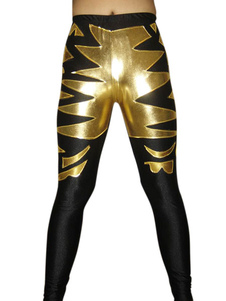 Pantalon Wrestling d’or et noir brillant métallique