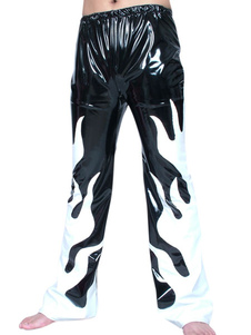 Pantalons de zentai Wrestling en PVC blanc bicolore
