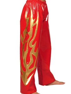 Pantalon de lutte rouge et d’or en PVC