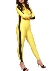 Toussaint Cosplay Costume jaune de zentai en lycra spandex sans gants