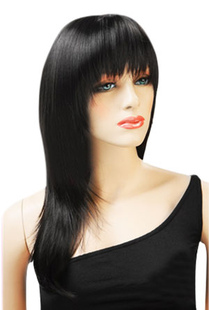 Perruque chic moyenne droite noire synthétique style urbain