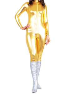 Toussaint Cosplay Combinaison de zentai or de métallisé brillant collant sans gants