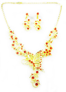 Ensemblede bijoux de mariage avec papillon de rhinestone