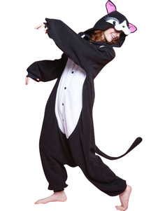 Pyjama d'une pièce drôle de chat noir Kigurumi