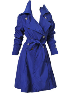 Blue Long Sleeves Double Breasted Wind Coat
