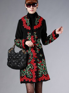 Black Euramerican Woolen Cloth Women’s Coat