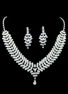 Fabuleux eau goutte d'argent Rhinestone Prom bijoux ensemble