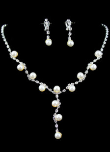 Ensemble de bijoux doux de mariage pendentif fleur fausse perle