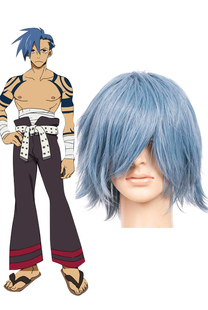 Light Blue 35cm Gurren Lagann Kamina Nylon cosplay perruque