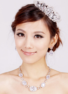 Ensemble de bijoux nuptiaux luxe plaqué or et pierres du Rhin