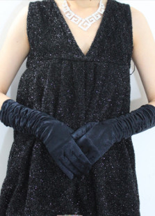 Black-dessous Gants Longueur de mariage en satin de mariée Elbow