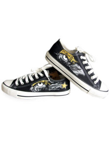 Chaussures plates casual noires en toile à lacets