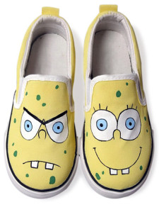 Fashion Yellow Spongebob Canvas TPR Sole Womens Painted Shoes