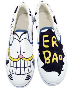 chaussures peintes pour femmes blanches en toile avec semelle en caoutchouc TPR motif Garfield