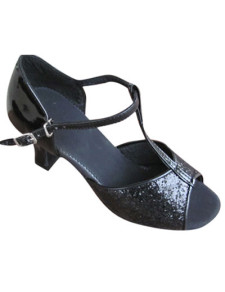 Sandales de danse latine noires à T bretelles