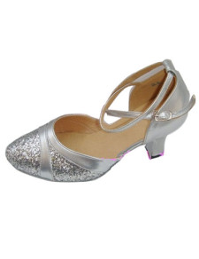 Chaussures de danse latine brillantes rubans aux chevilles