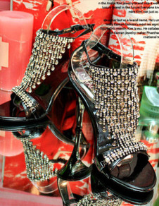 Fabulous Black 3 9/10'' High Heel PU Womens Sandals