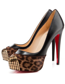 Fashion Leopard Patern Horse Hair 5 1/2'' High Heel Shoes For Women