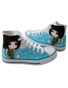 Chaussures en toile bleu bicolore imprimé de fille