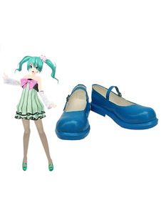 Chaussures de Cosplay Vocaloid Hatsune Miku bleu simili cuir à talons hauts