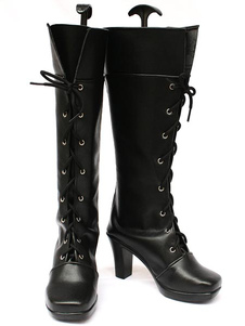 Cosplay de Vocaloid chaussures noir en Faux cuir 3 1/5 High Heel Lace-Up