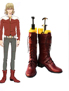 Chaussures cosplay, talon 2po, rouges foncées, imitation cuir TIGER & BUNNY Barnaby Brooks