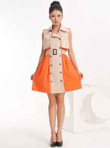 100% Polyester Apricot Womens Dress
