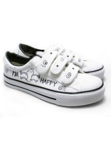 Personnalit White Tuzki Canvas Rubber Sole Womens Painted Shoes