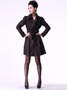 Cool Black 100% Cotton Trench Coat For Women
