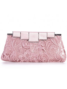 Pink Satin 27*14cm Hollow-out Ladies Special Occasion Handbag