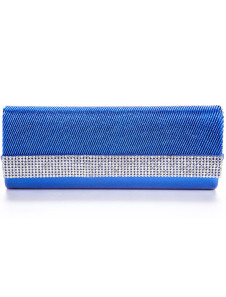 Blue PU 25.5*10cm Rhinestones Ladies Special Occasion Handbag