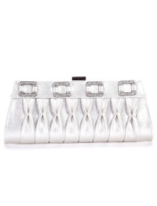 Silver PU 27*11.5cm Rhinestones Ladies Bridal Purse