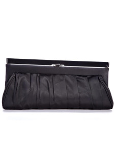 Black Satin 31*15cm Pleated Ladies Special Occasion Handbag