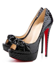 Sexy Black PU 5 1/2'' High Heel Serpentine Pattern Peep Toe Pumps