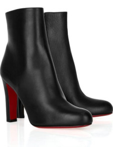 Black Modern Sheepskin 4 1/3'' High Heel Womens Short Boots