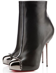 Elegant Black 4 3/4'' High Heel 4/5'' Platform Sheepskin Womens Mid Calf Boots