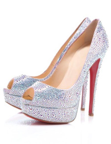 Elegant White 5 1/2'' High Heel 1 1/5'' Platform Synthetic Womens Peep Toe Shoes