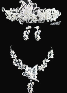 Ensemblede bijoux nuptial avec papillon de rhinestone