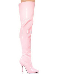 Bottes sexy en cuir verni à bout pointu aux talons hauts pour femmes en rose