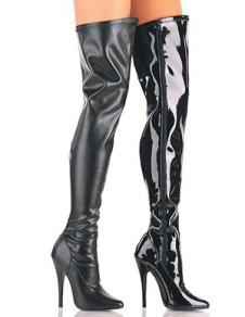 Bottes sexy séduisantes en cuir verni à bout pointu aux talons hauts pour femmes en rouge