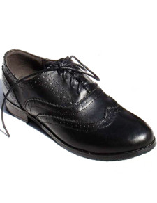 Black Sheepskin Pointed Toe Lace-up Oxford Shoes