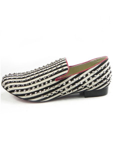 Comfortable Black White Flat PU Loafers Shoes
