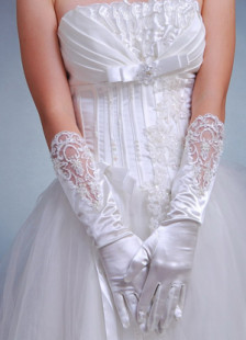 Gants en satin ivoire de mariage longueur de coude