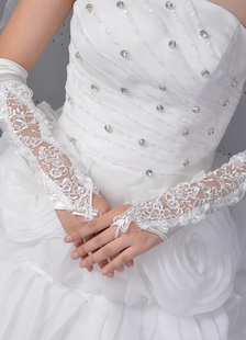 Gants mitaines blancs de mariage longueur de coude