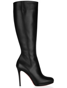 4 3/4'' Unique Black Sheepskin Knee High Boots