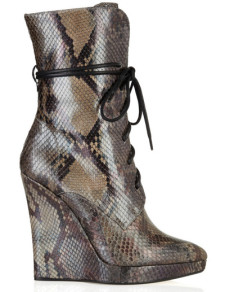 4 1/3'' Snake Front Tie PU Women's Wedge Boots