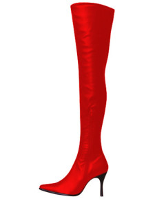 Cuissardes à talons aigus sexy rouges en PU à bout pointu